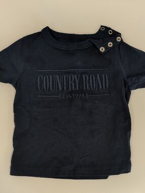 Country Road Navy Short-Sleeve Logo Tee 3-6m